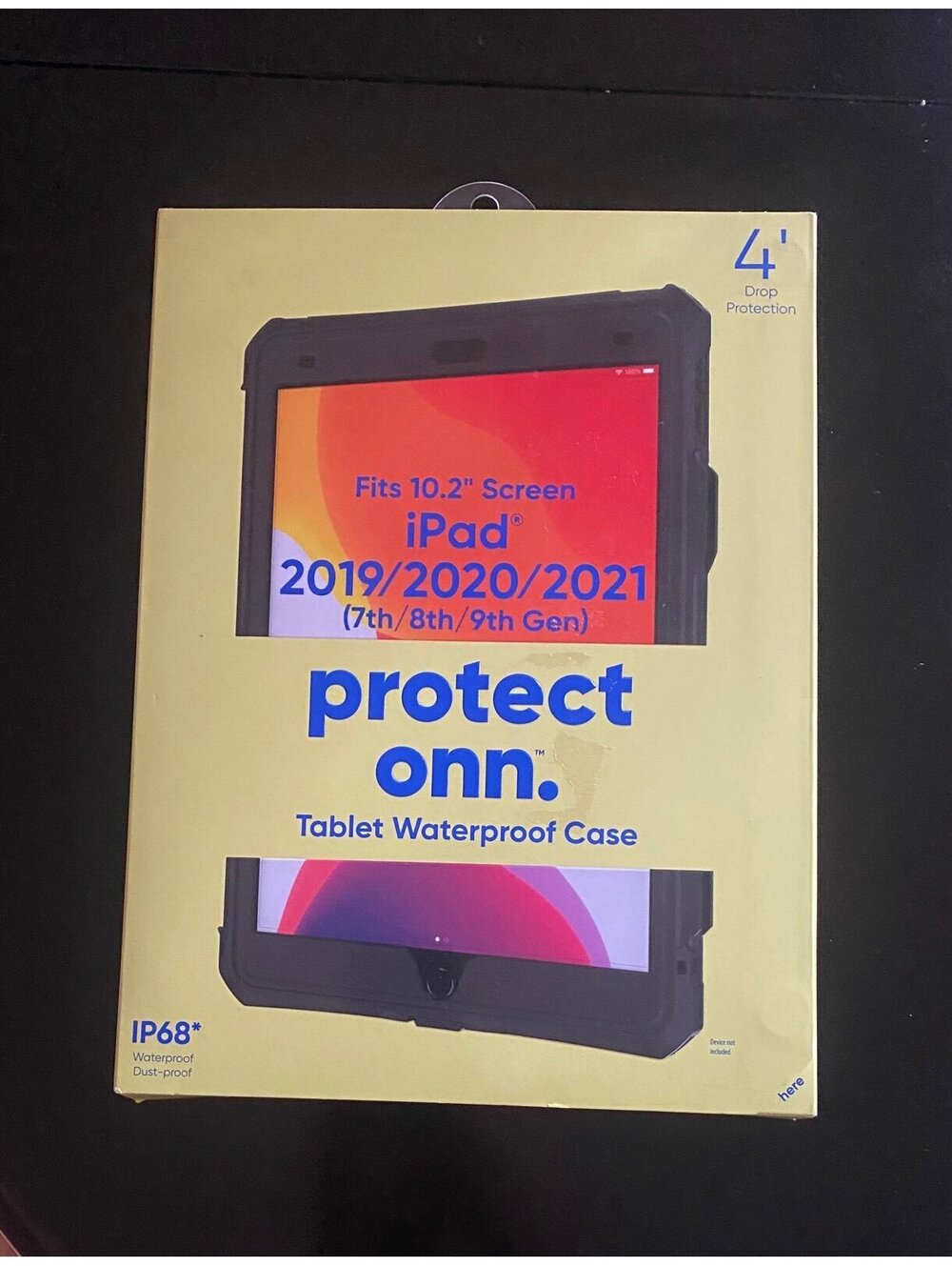 Onn Waterproof Tablet Case for 10.2” iPad 2019/20/21 (7,8,9 Gen) Black/Clear